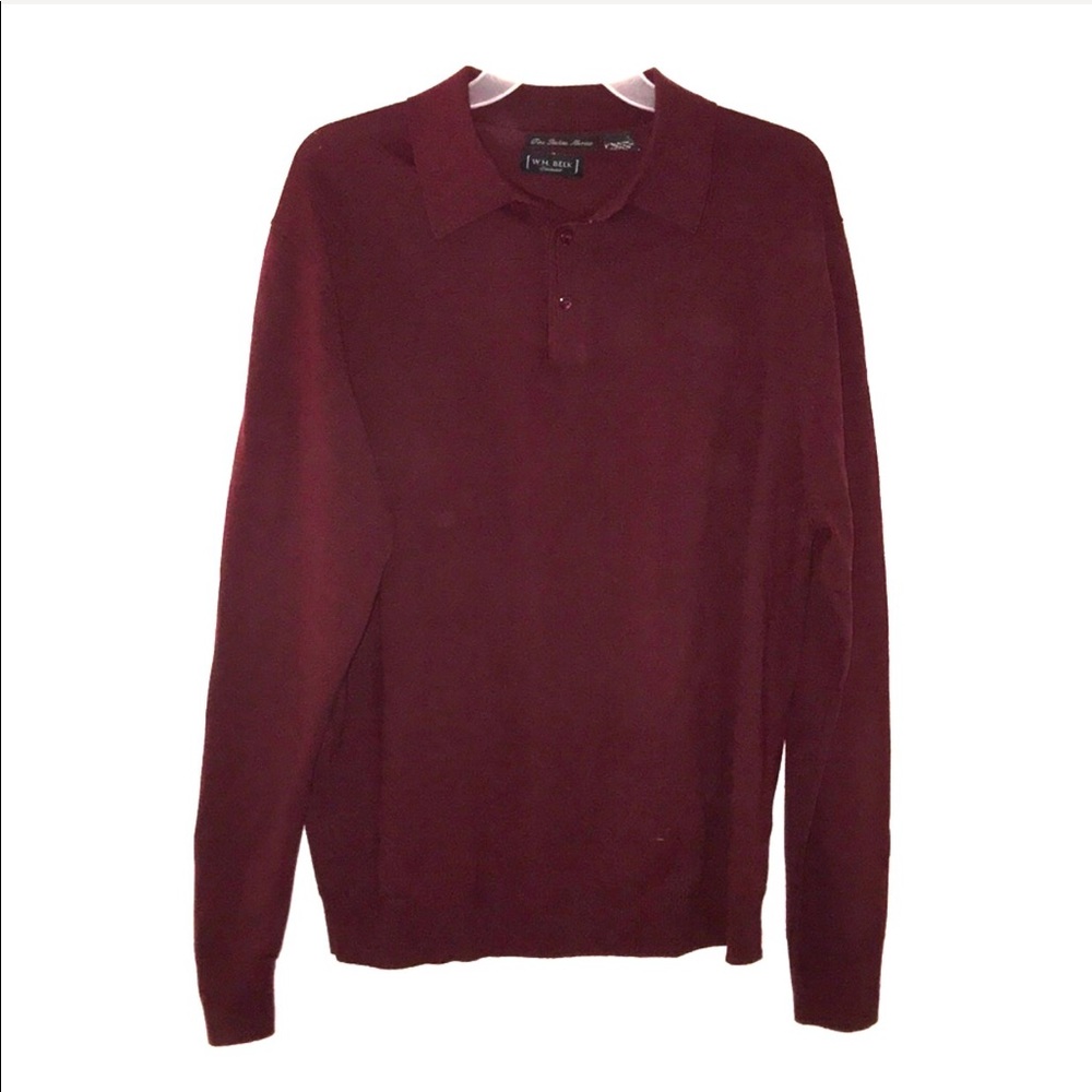 Merino Wool Maroon button pullover sweater.